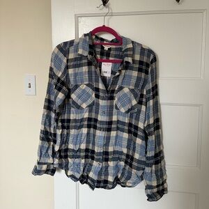 New with tags lucky brand Blue and Black Plaid Button-Up Shirt